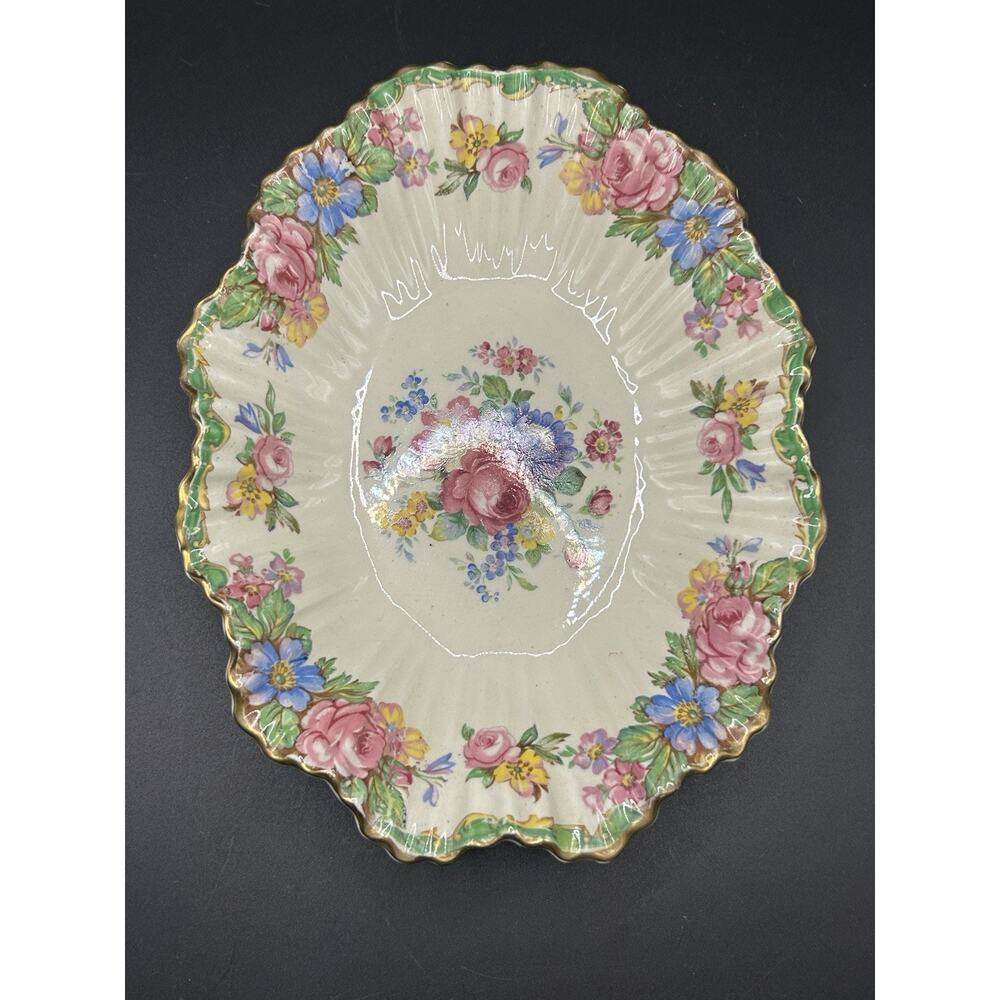 Vintage Old Foley James Kent Staffordshire England Floral Trinket Candy Dish